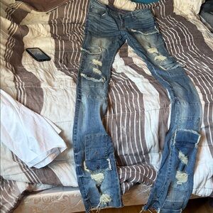 Distressed Blue Jeans